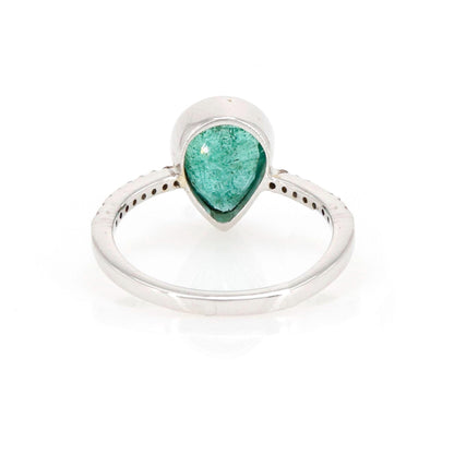 Unique Pear Shape Emerald & Round Shape Ring 18K Gold