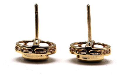 Yellow Studs Blue Sapphire Bezel Setting Fine Sapphire Earring 14K Gold