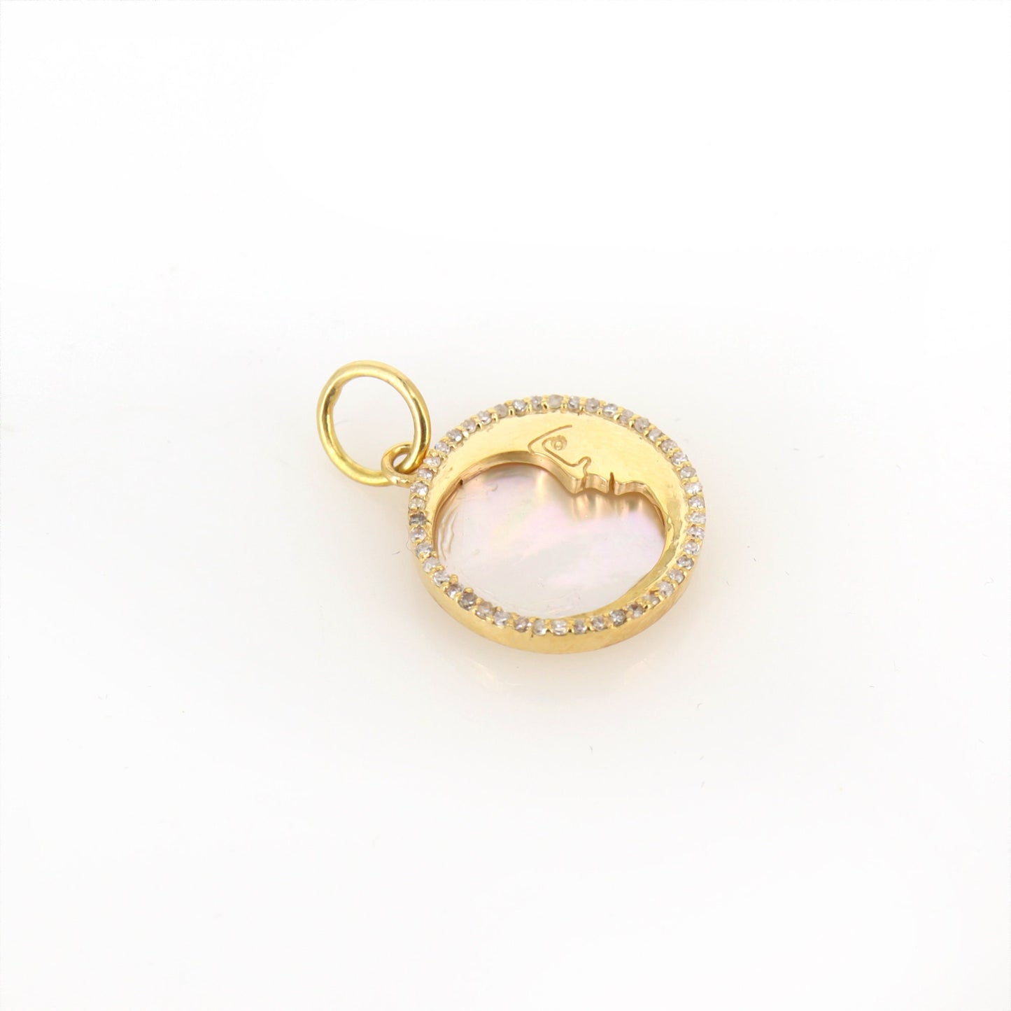 Half Moon Round Charm Turquoise Charm Pendant 14K Gold