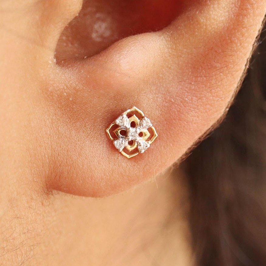 Tiny Yellow Earring 14K Gold