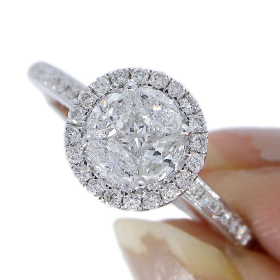 Marquise & Princess Cut Ring 18K Gold