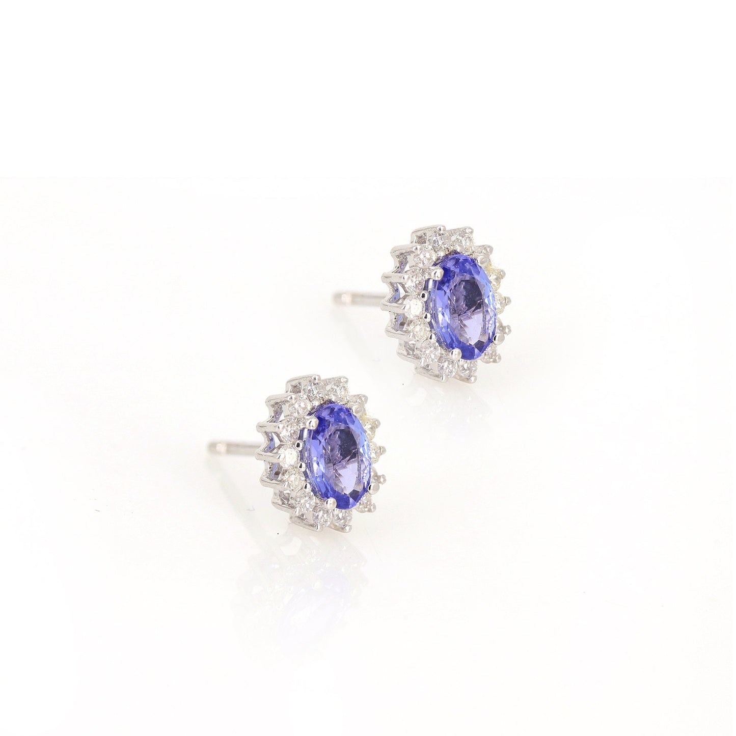 Cluster Tanzanite Studs White Multi Gemstone Tanzanite Earring 18K Gold