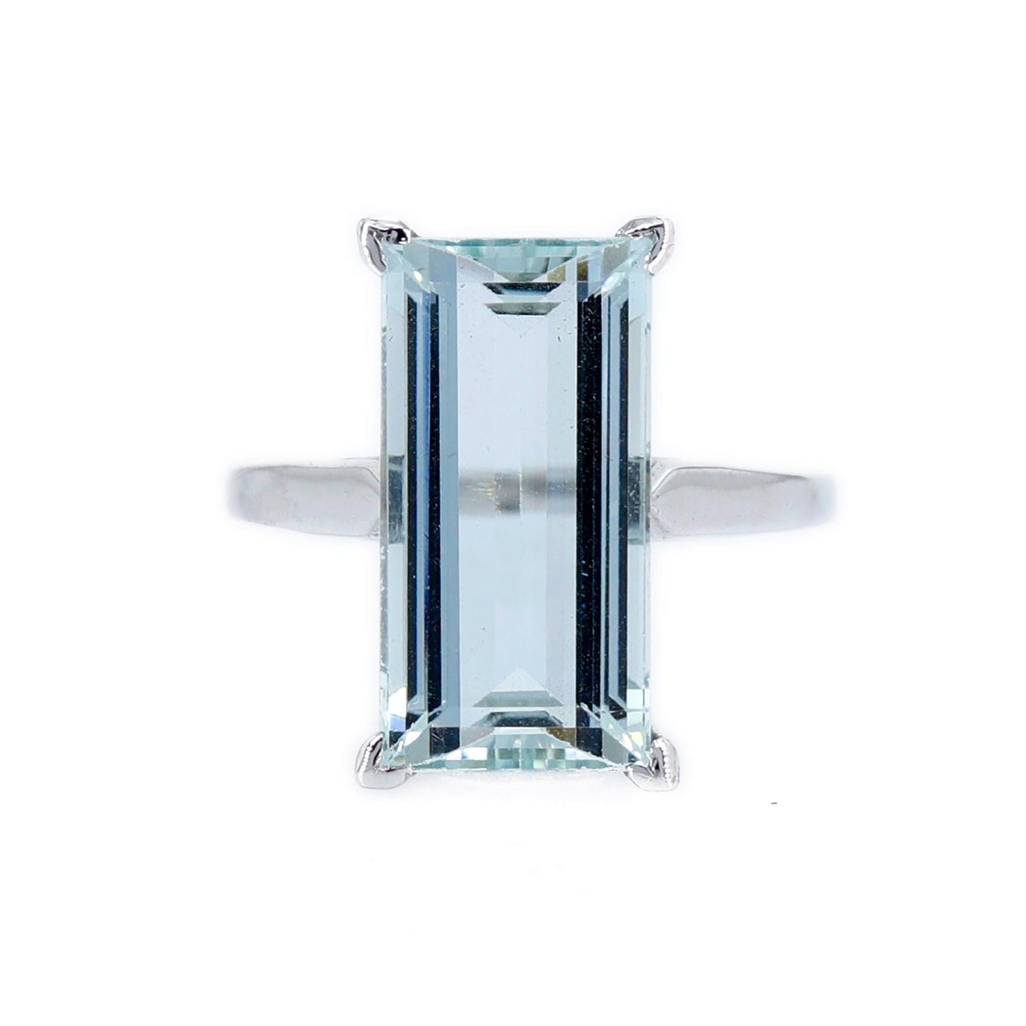 Aquamarine White Ring 14K Gold