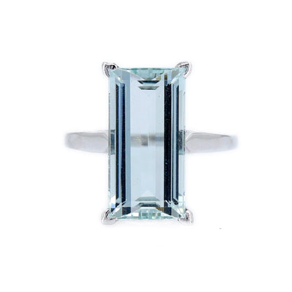 Aquamarine White Ring 14K Gold