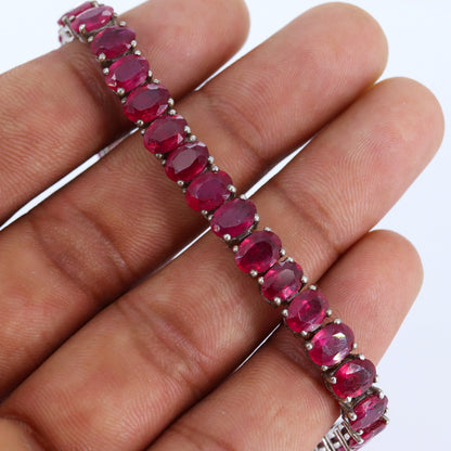 Ruby Gemstone Bracelet Silver