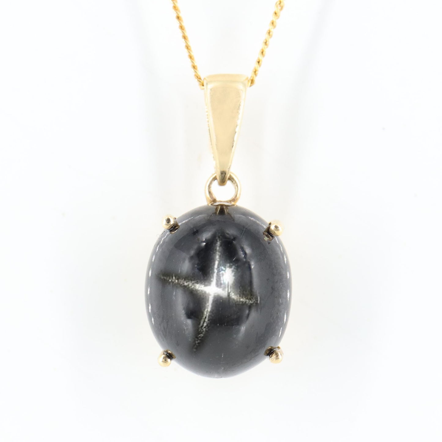 Black Star Gemstone Pendant 14K Gold