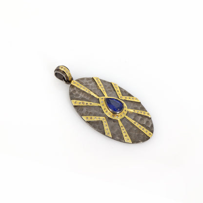 Blue Color Stone Pendant Gold