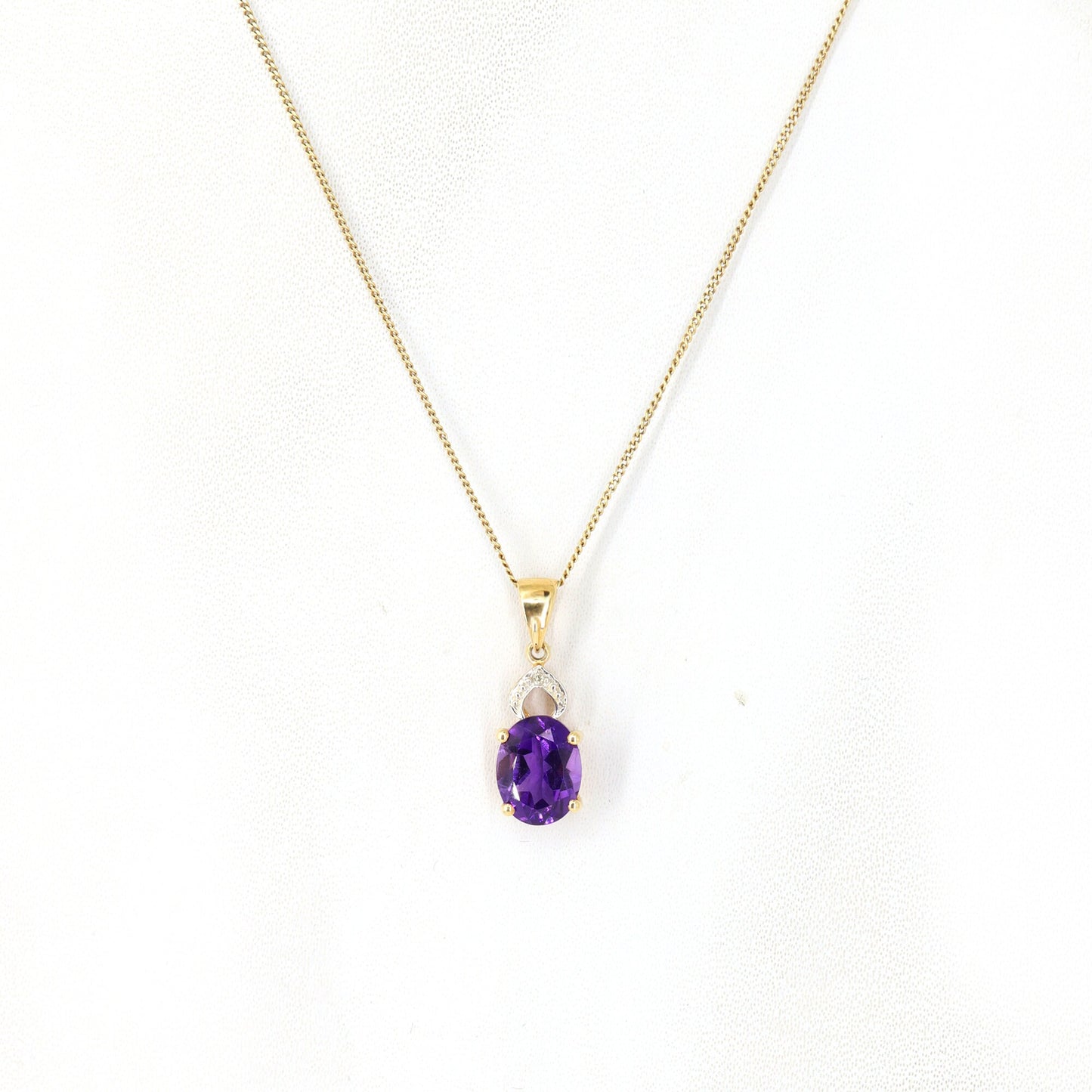 Vintage Amethyst Solitaire Pendant 14K Gold