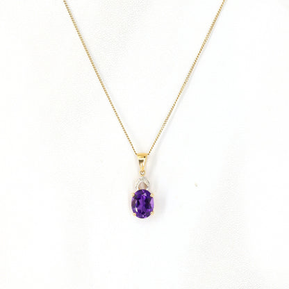 Vintage Amethyst Solitaire Pendant 14K Gold