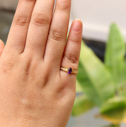 Nice Dark Amethyst Ring 18K Gold
