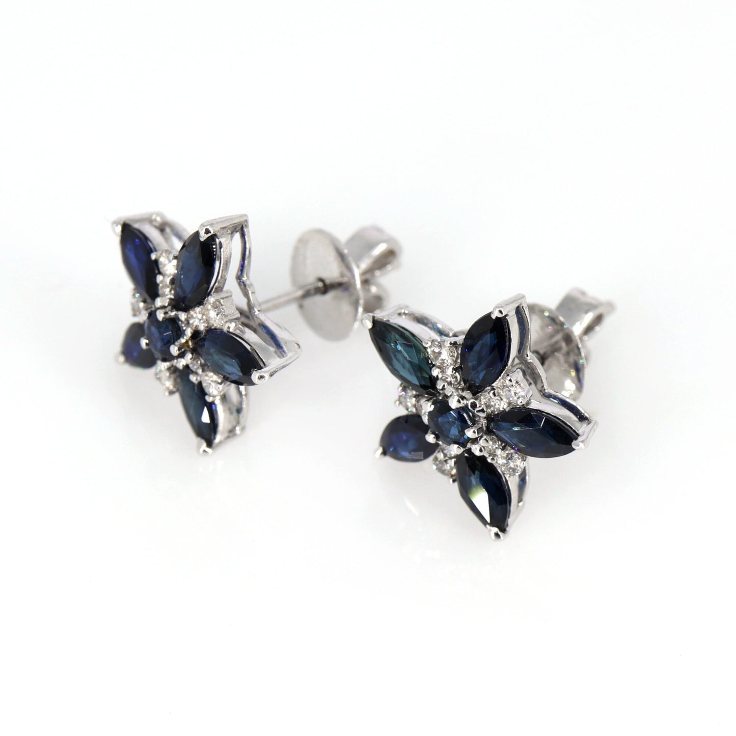 Blue Sapphire Stud Earring 14K Gold
