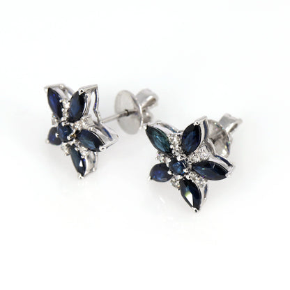 Blue Sapphire Stud Earring 14K Gold