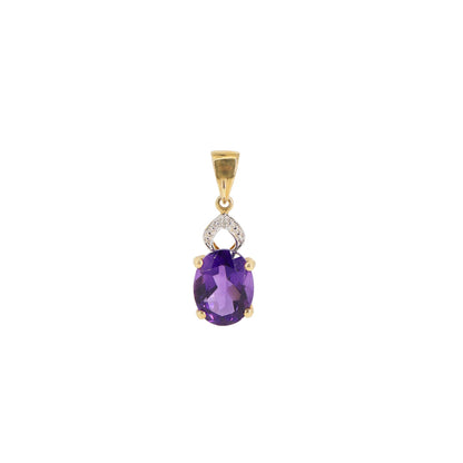 Vintage Amethyst Solitaire Pendant 14K Gold