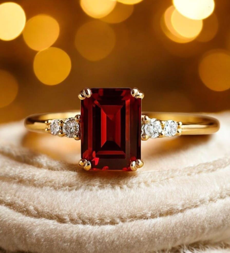 Red Garnet Ring 14K Gold