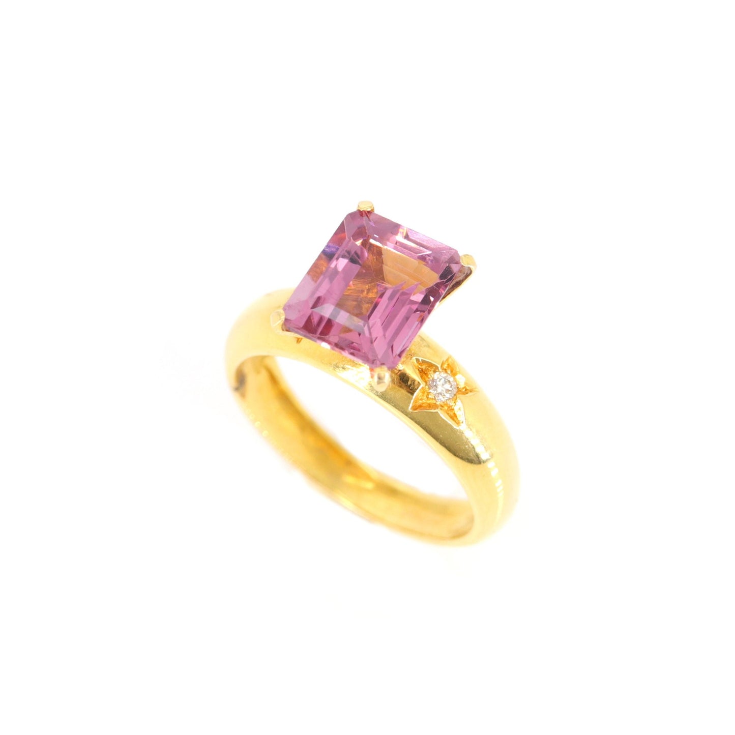 Baby Pink Tourmaline Wedding Band Classic Cocktail Ring 18K Gold