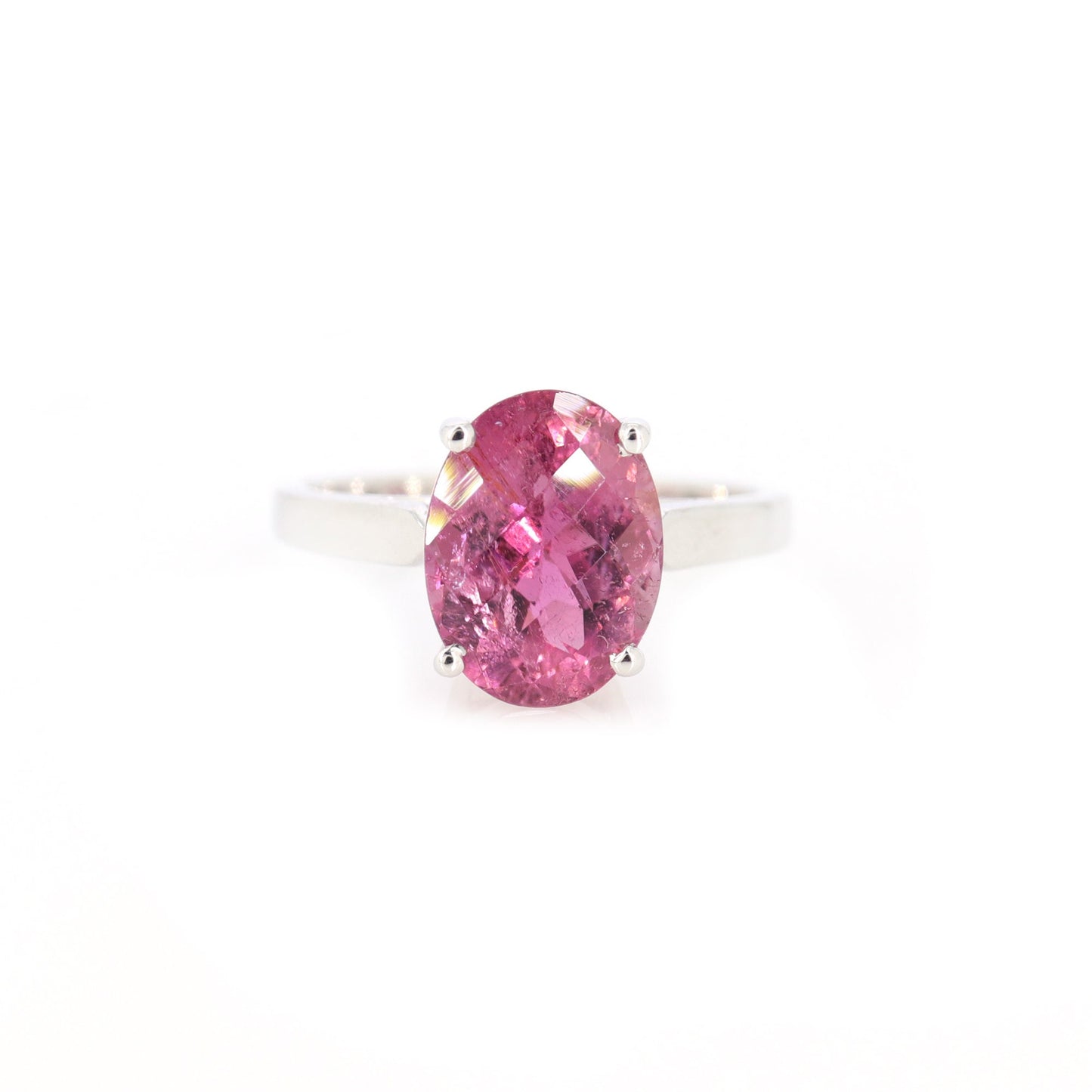 Checker Cut Nice Pink Tourmaline Ring 14K Gold