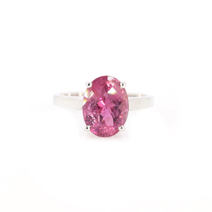 Checker Cut Nice Pink Tourmaline Ring 14K Gold