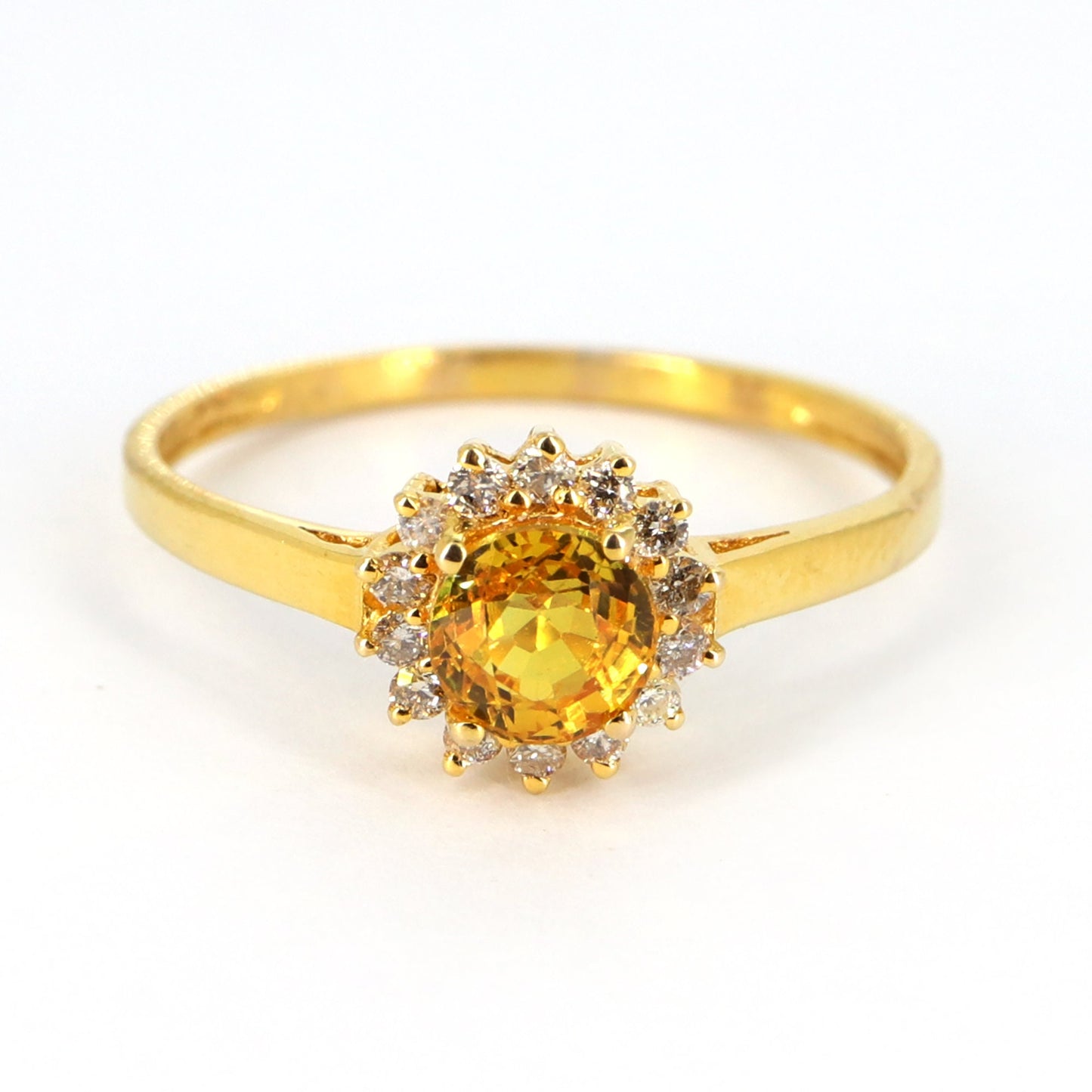 Brilliant Cut Yellow Sapphire Ring 14K Gold