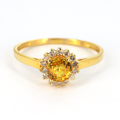 Brilliant Cut Yellow Sapphire Ring 14K Gold