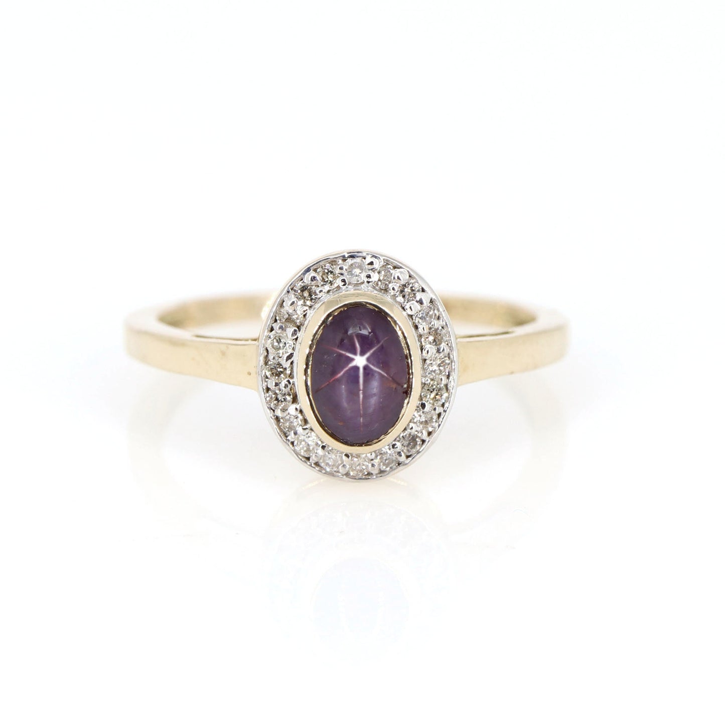 Halo Star Ruby Ring 14K Gold