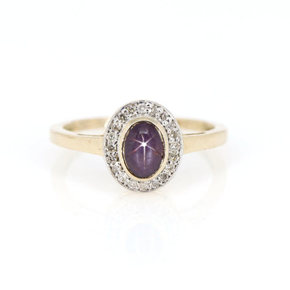 Halo Star Ruby Ring 14K Gold