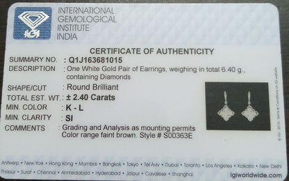 Genuine White Wedding Earring 18K Gold