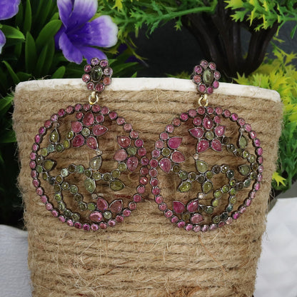 Pink & Green Tourmaline Earring