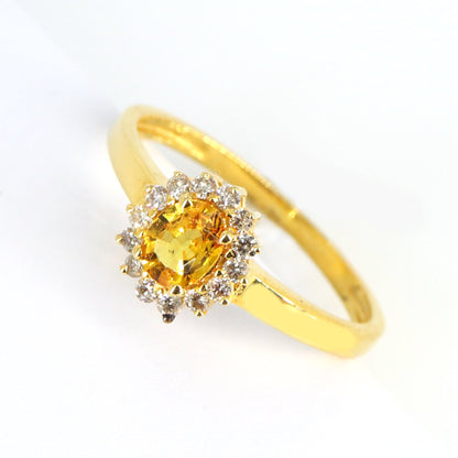 Minimalist White/Yellow Cluster Setting Ring 14K Gold