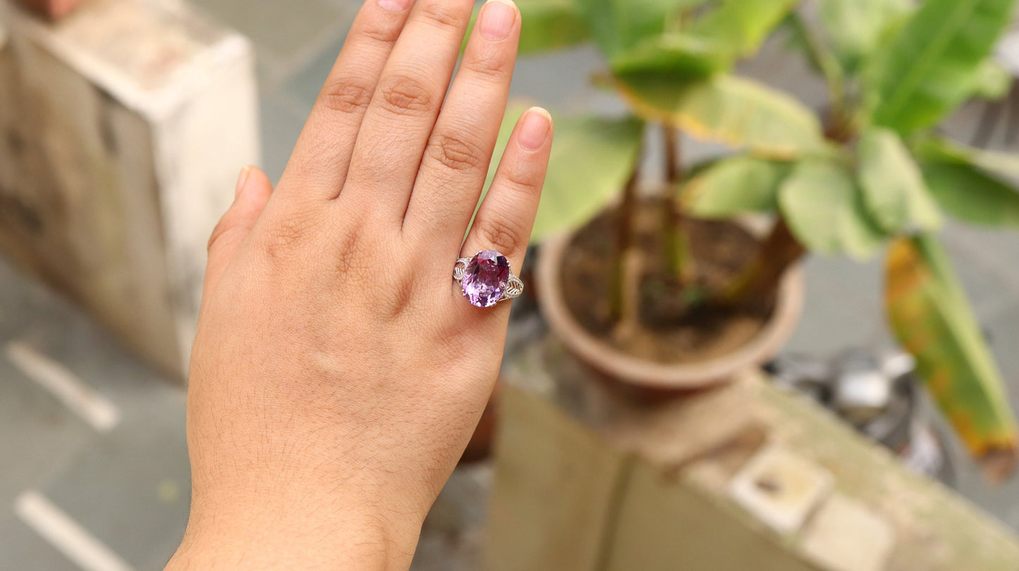 White Amethyst Engagement Ring 18K Gold