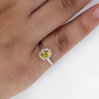 White/Yellow Cluster Engagement Ring 14K Gold