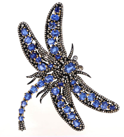 Exclusively Designed Dragon Fly Vintage Replica Brooch Cum Pendent Kynite . Gold