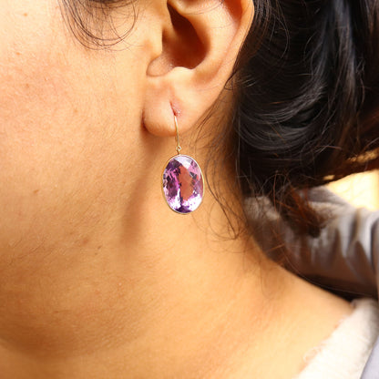 Pink Amethyst Statement Earring 18K Gold