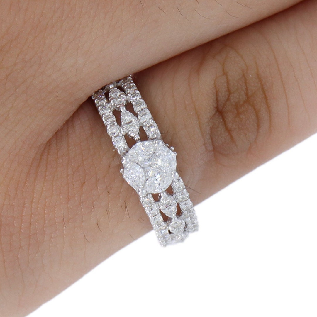 Cathedral White Ring 18K Gold