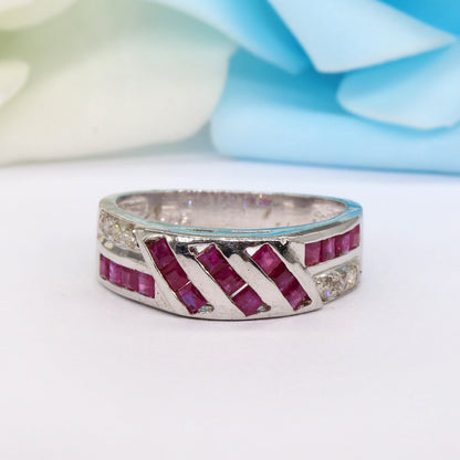 Beautiful Band Ruby Band 925 Band Ring Silver