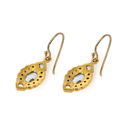 Rare Vintage Blue Topaz Jewel Drop Earring Gold