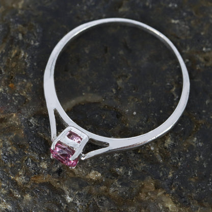 Dainty Pink Sapphire Ring Silver
