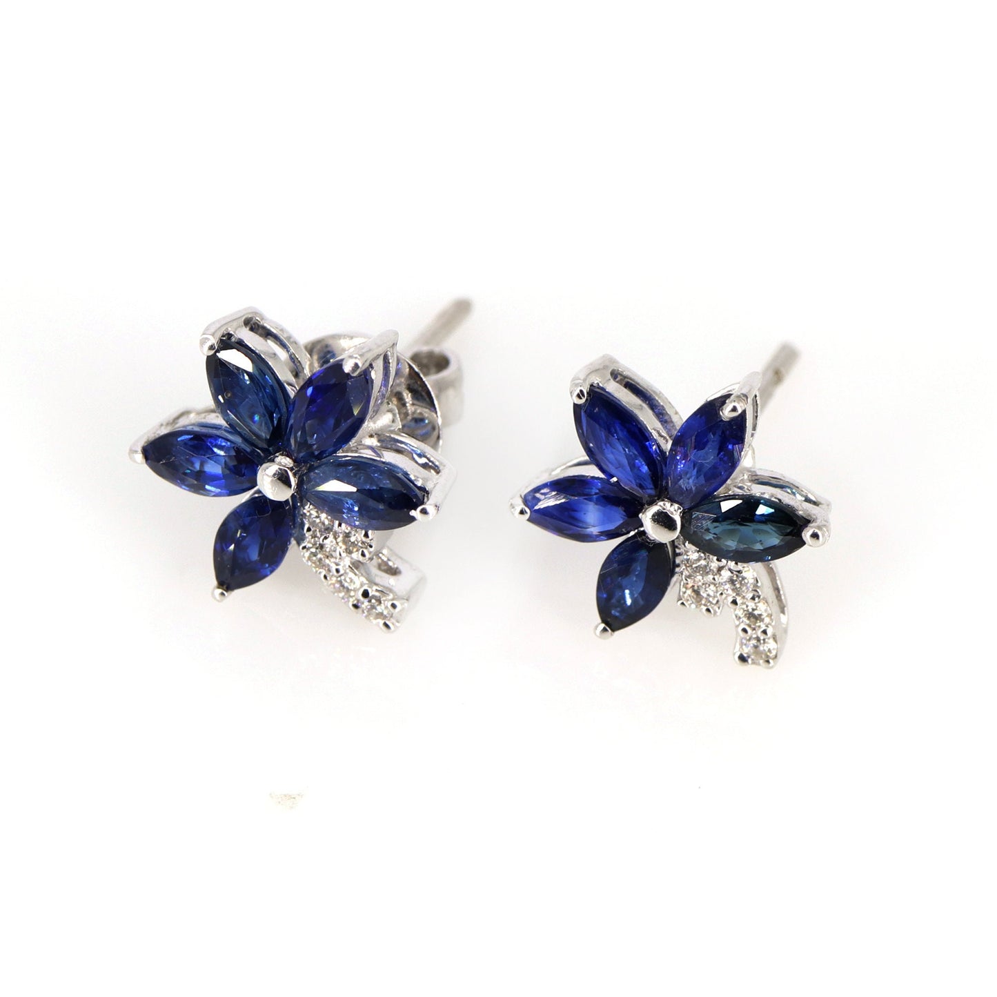 Flower Design Ruby/Blue Sapphire Earring 14K Gold