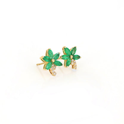 Emerald Stud Earring 14K Gold