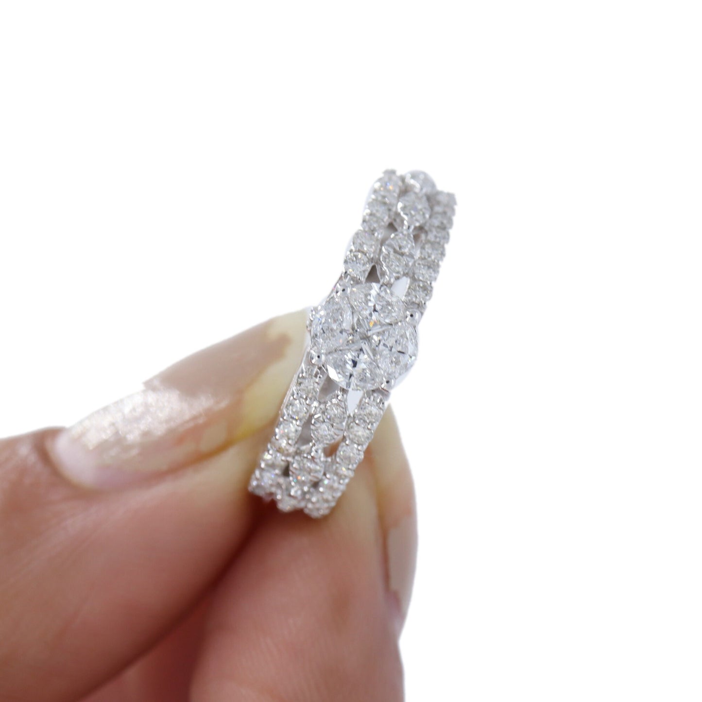 Cathedral White Ring 18K Gold