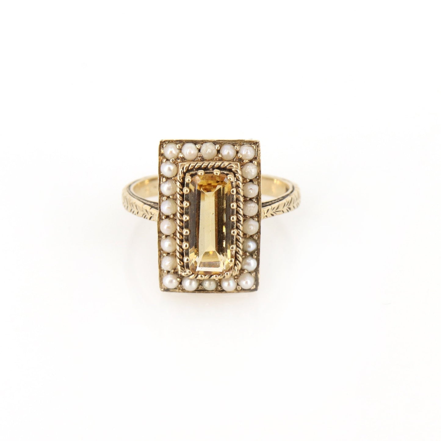 Vintage 9K Pearl & Citrine Cocktail Ring Gold