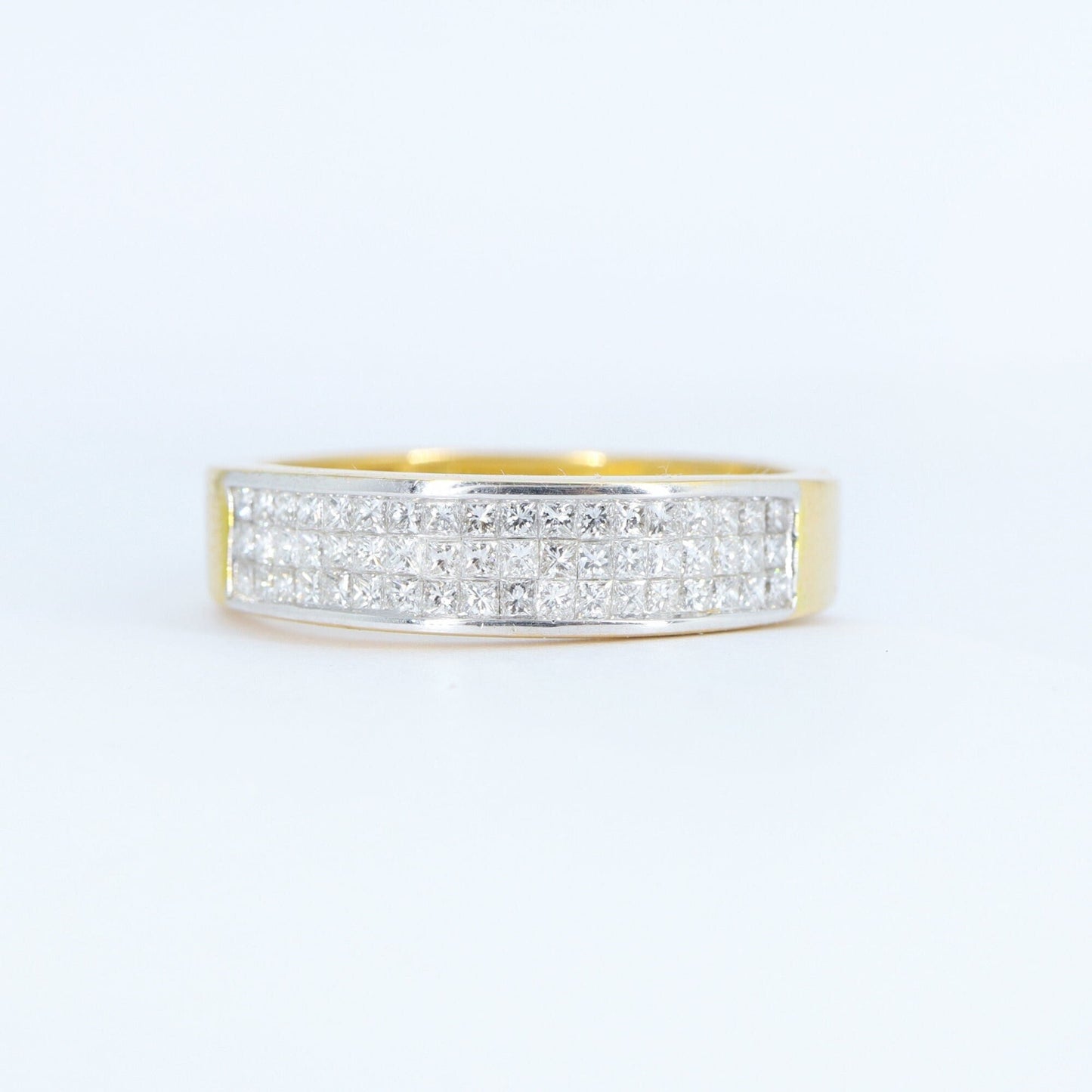 Half Eternity Yellow Band Princess Cut Ring 18K Gold