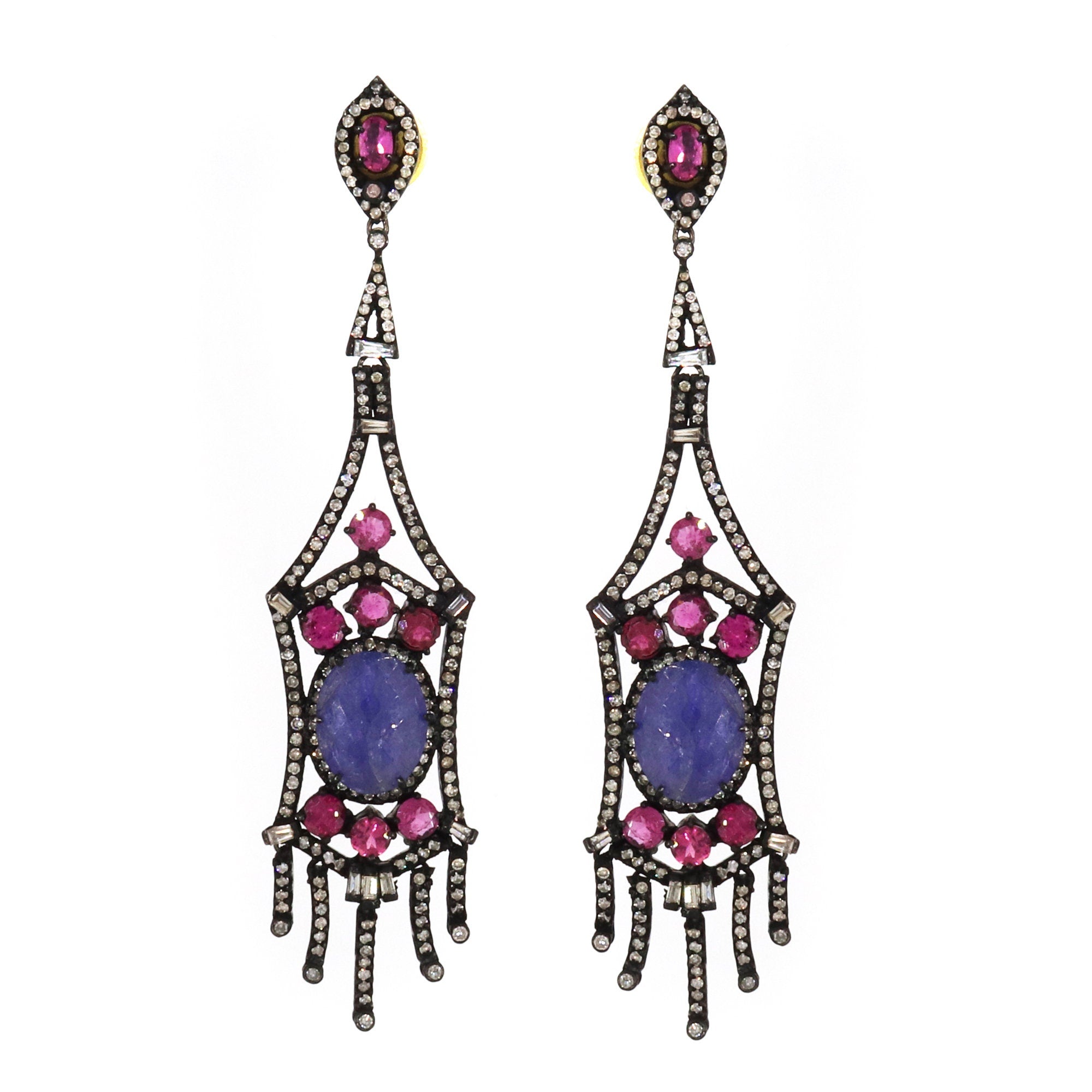 Tanzanite & Pink Tourmaline Earring