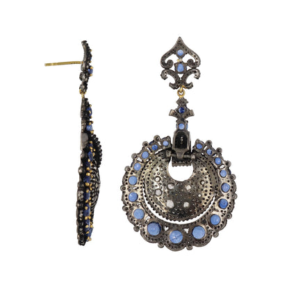 Round Shape Blue Kyanite Earring