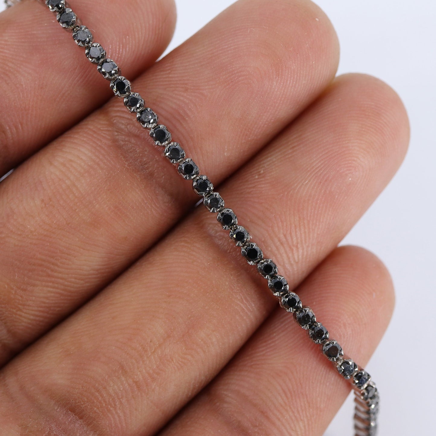 Black Gemstone Bracelet Silver