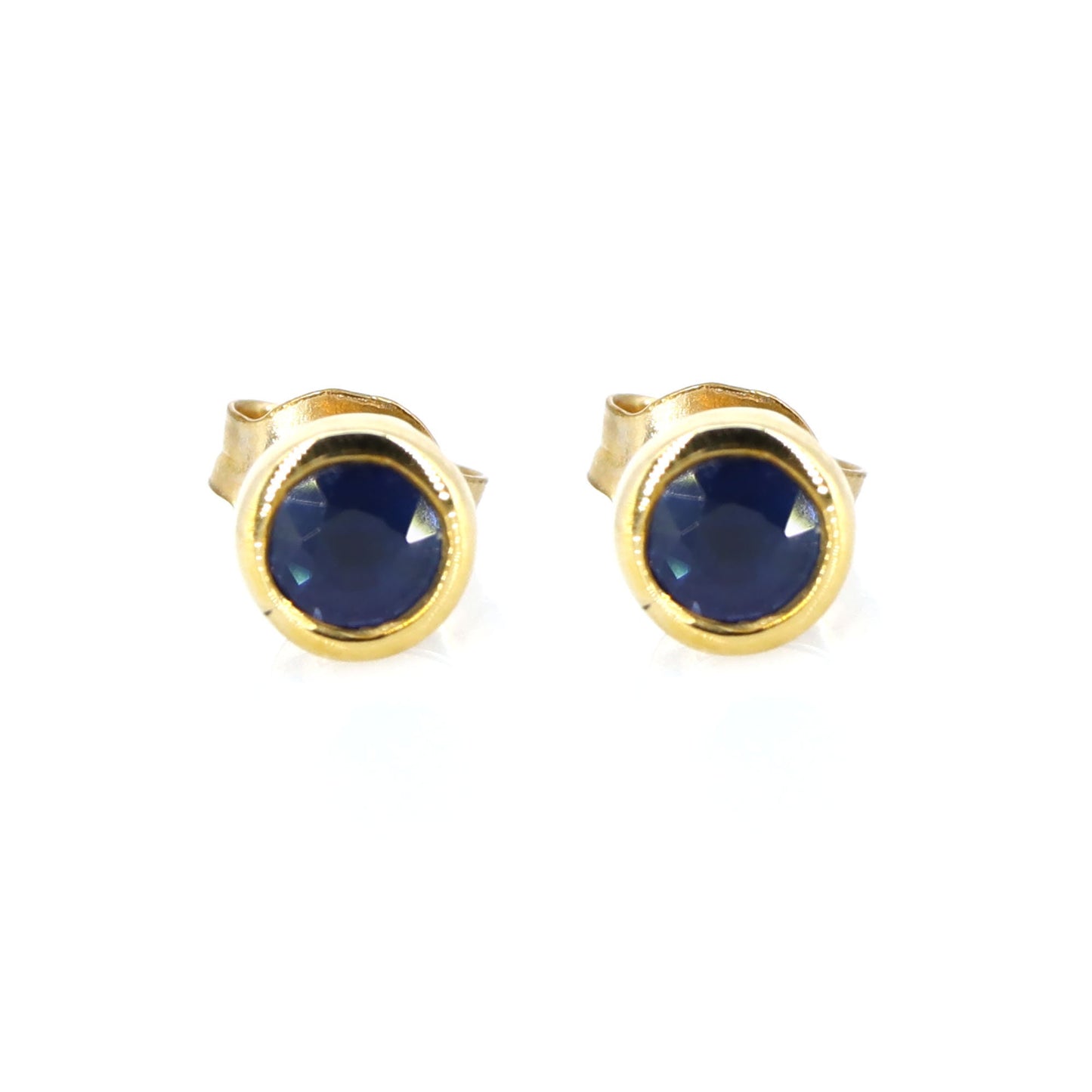5Mm Tiny Round Studs Daily Wear Studs Blue Sapphire 9K Yellow Sapphire Earring Gold