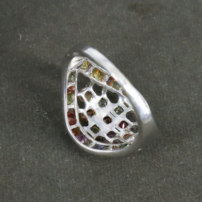 Unique Multi Sapphire Ring Silver