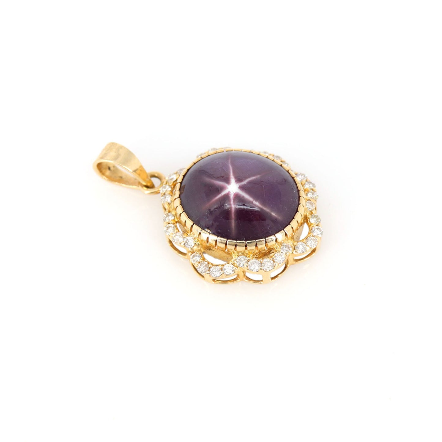 Antique Style Yellow Star Ruby Pendant 14K Gold