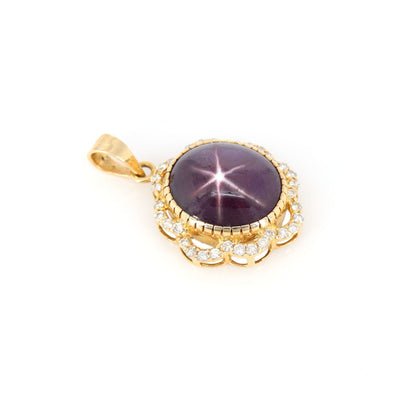 Antique Style Yellow Star Ruby Pendant 14K Gold