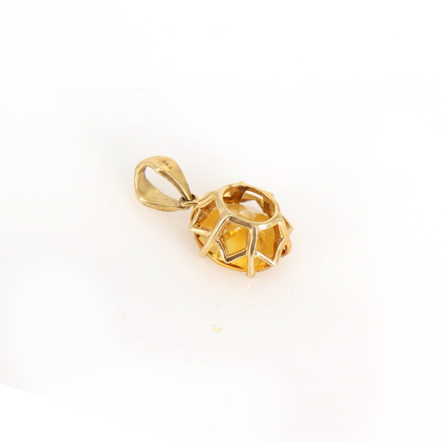 Oval Citrine Pendant 14K Gold