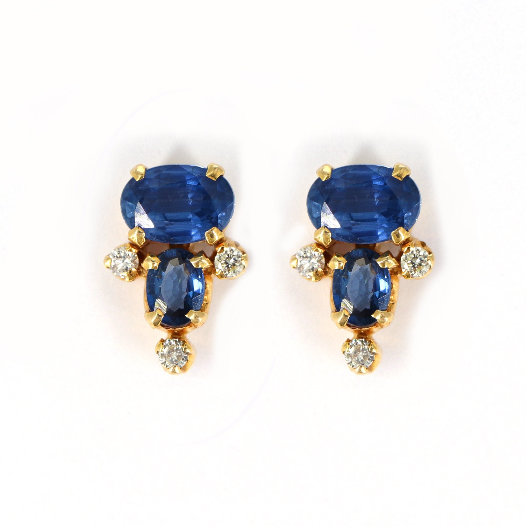 Yellow Studded Blue Sapphire Studs Sapphire Earring 18K Gold